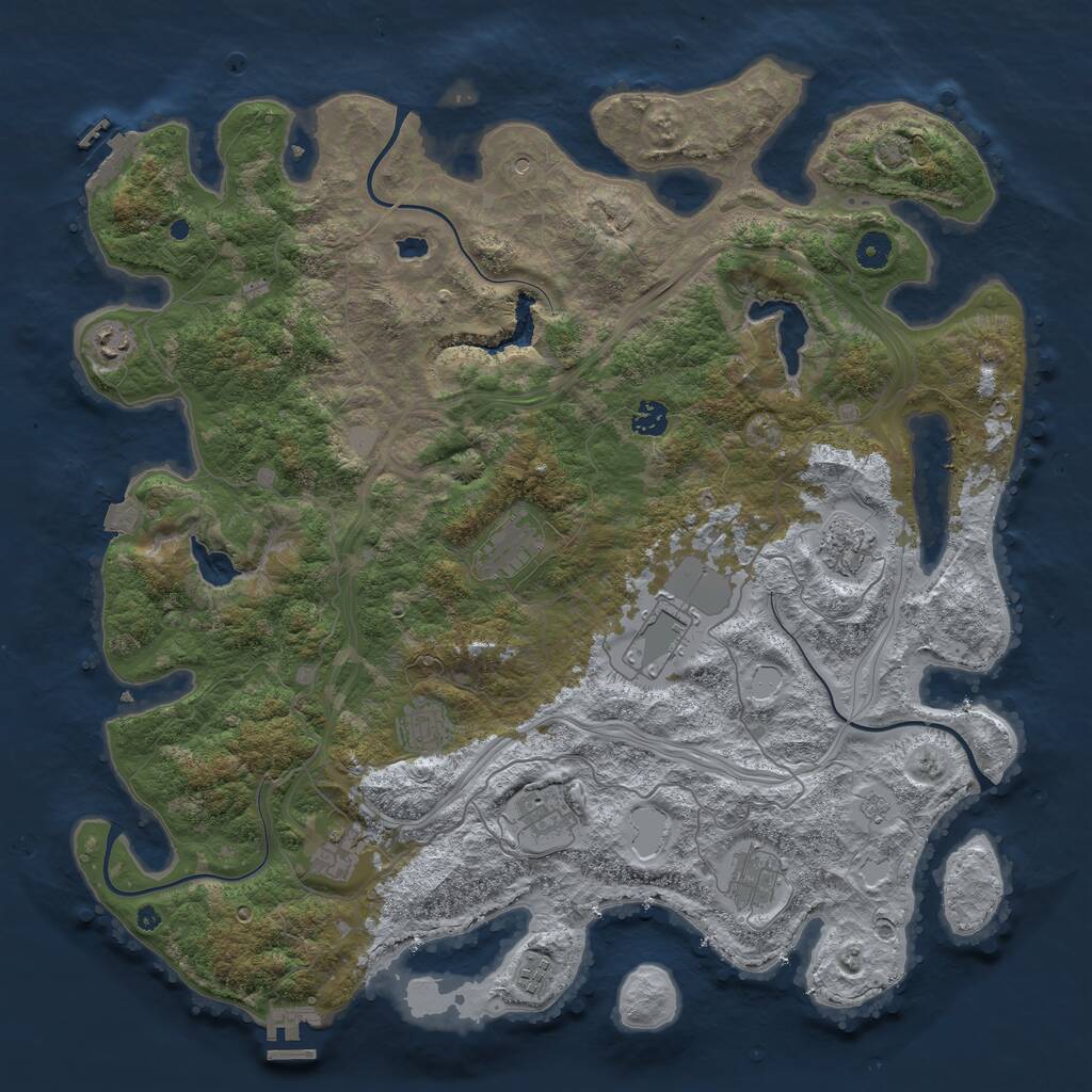 Rust Map: Procedural Map, Size: 4500, Seed: 724974, 16 Monuments