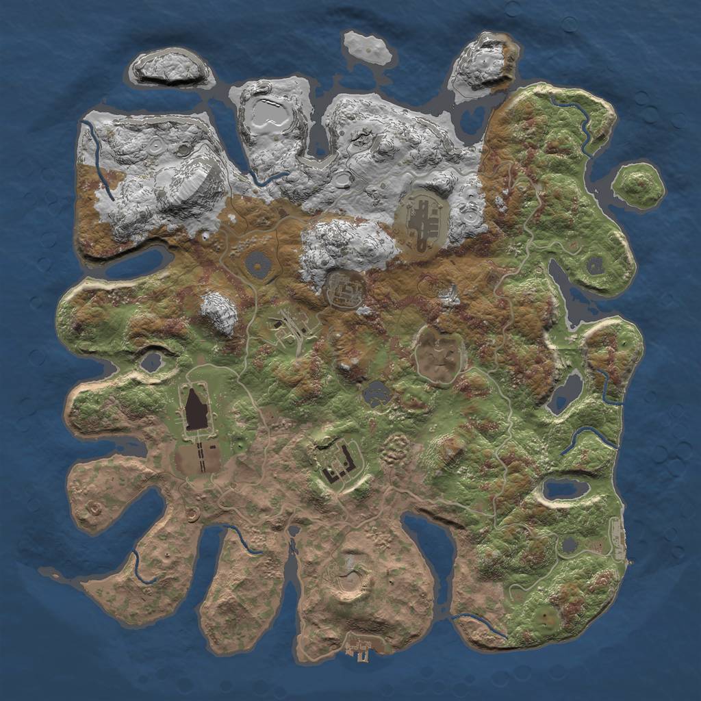 Rust Map: Procedural Map, Size: 4000, Seed: 11, 14 Monuments