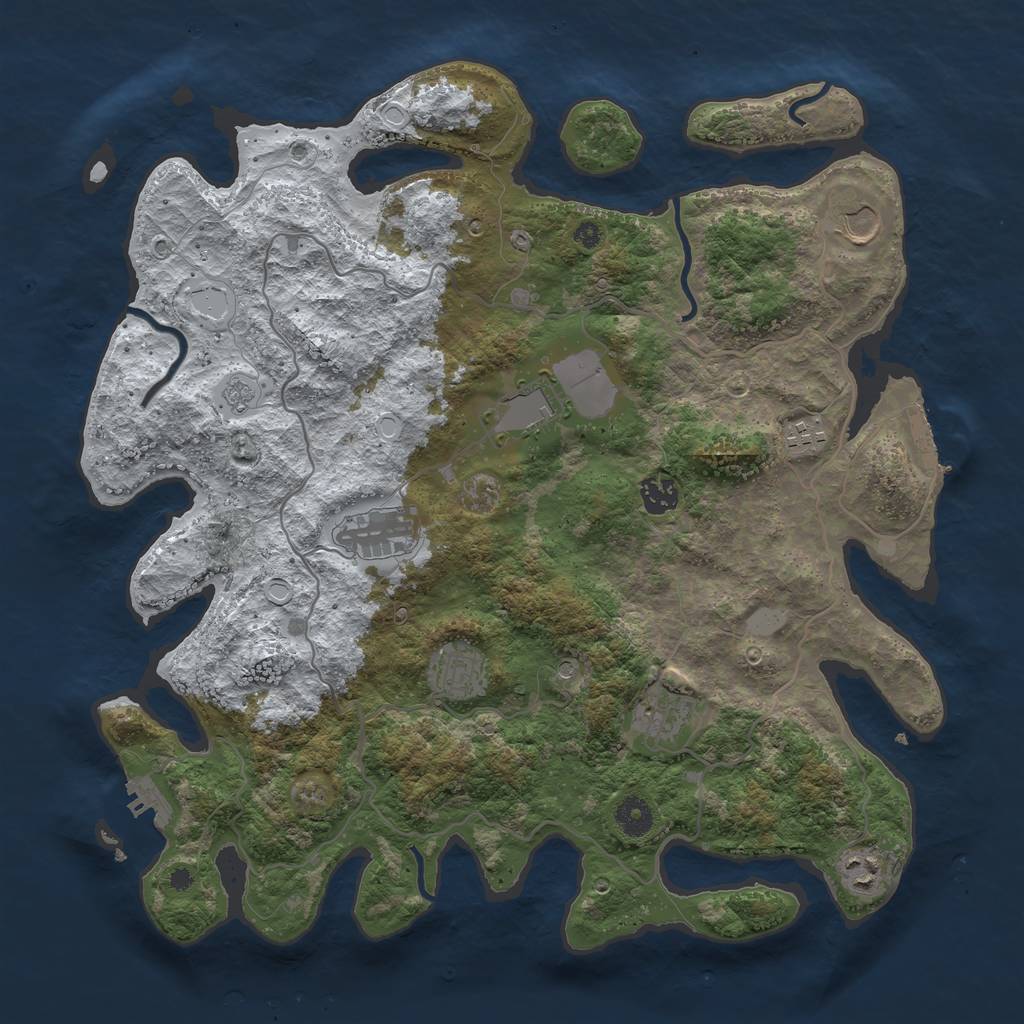 Rust Map: Procedural Map, Size: 4000, Seed: 1009644473, 17 Monuments