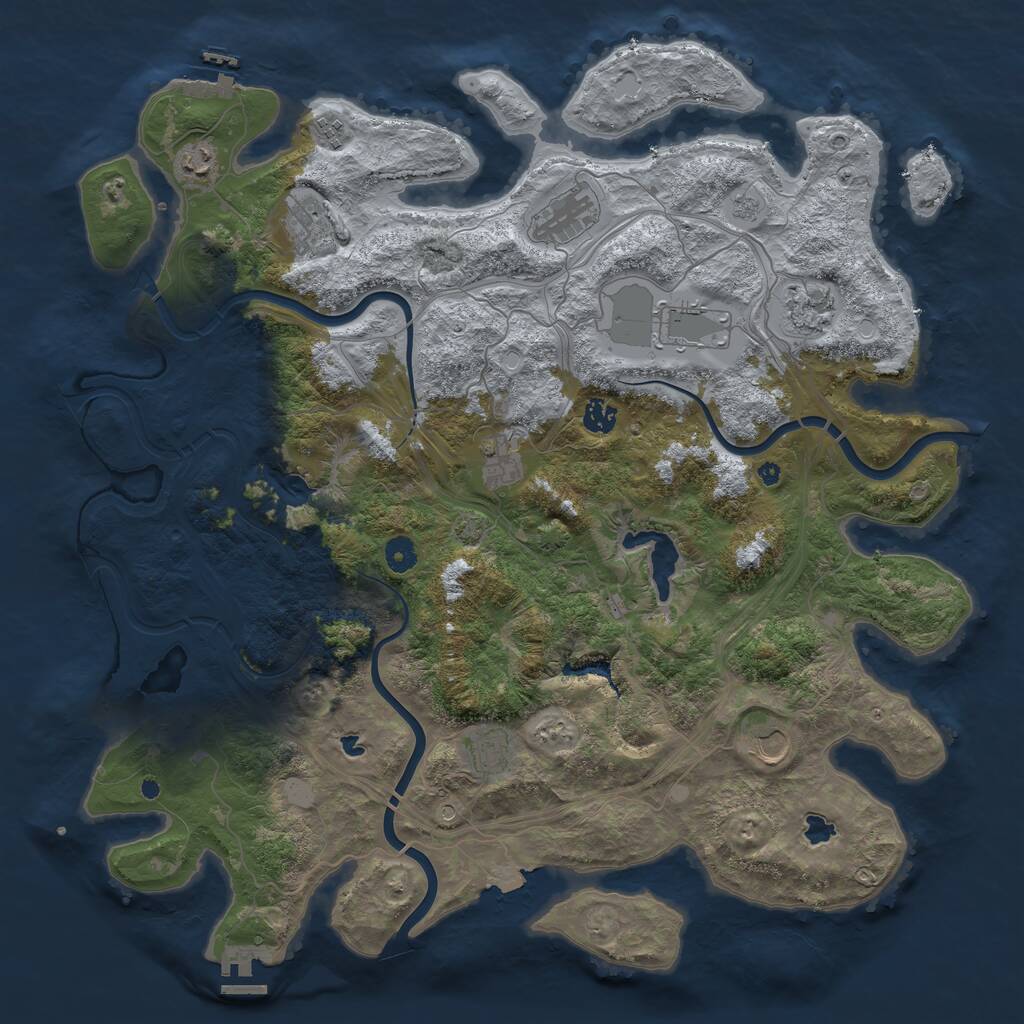 Rust Map: Procedural Map, Size: 4500, Seed: 308363, 16 Monuments
