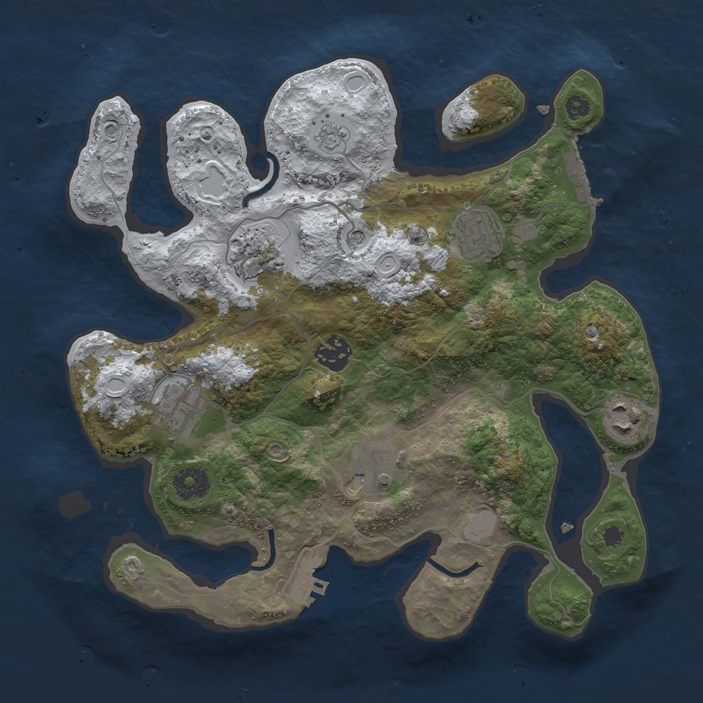 Rust Map: Procedural Map, Size: 3000, Seed: 43092796, 15 Monuments