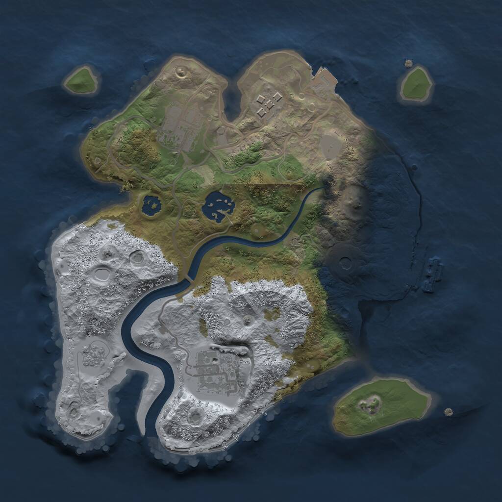 Rust Map: Procedural Map, Size: 2500, Seed: 1524959094, 8 Monuments