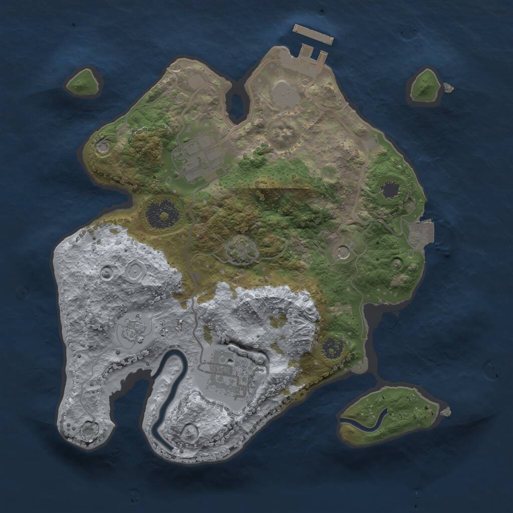 Rust Map: Procedural Map, Size: 2500, Seed: 1524959094, 7 Monuments