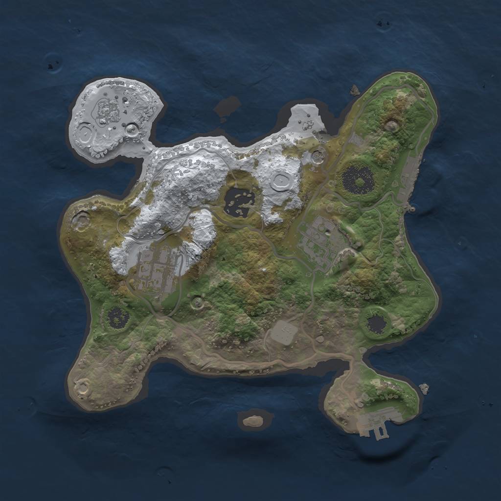 Rust Map: Procedural Map, Size: 2400, Seed: 647258, 12 Monuments