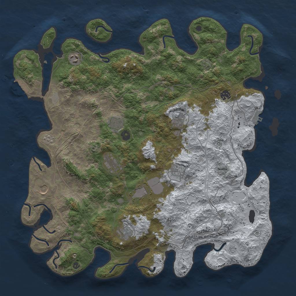 Rust Map: Procedural Map, Size: 4500, Seed: 1466376242, 19 Monuments
