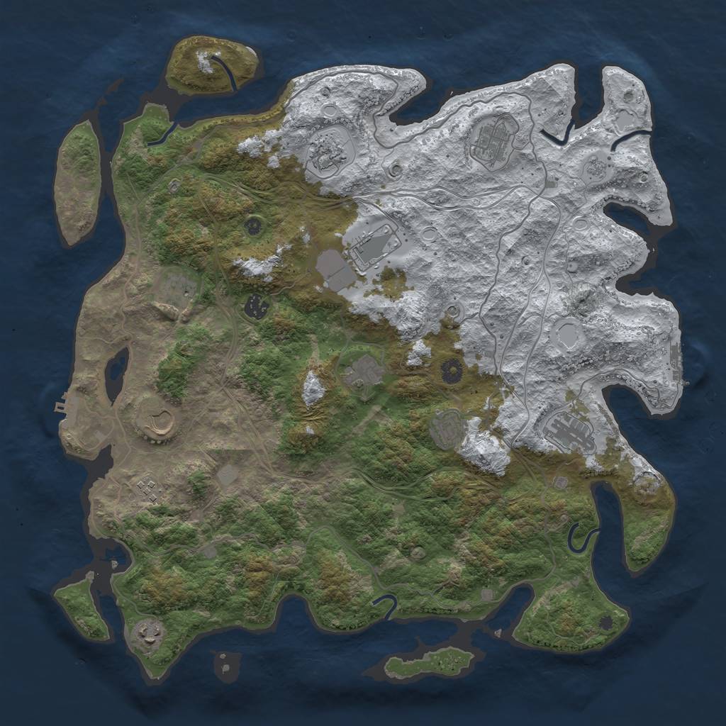 Rust Map: Procedural Map, Size: 4500, Seed: 758619380, 20 Monuments