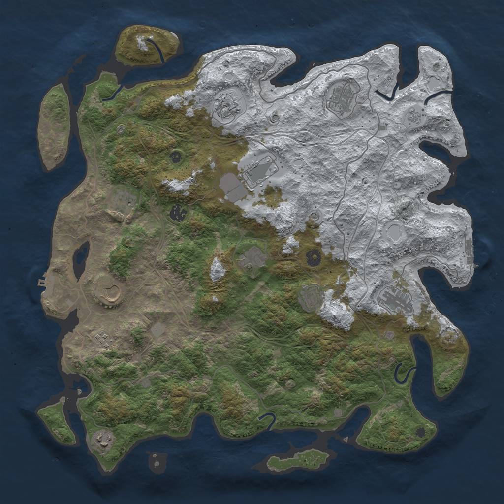 Rust Map: Procedural Map, Size: 4500, Seed: 758619380, 20 Monuments