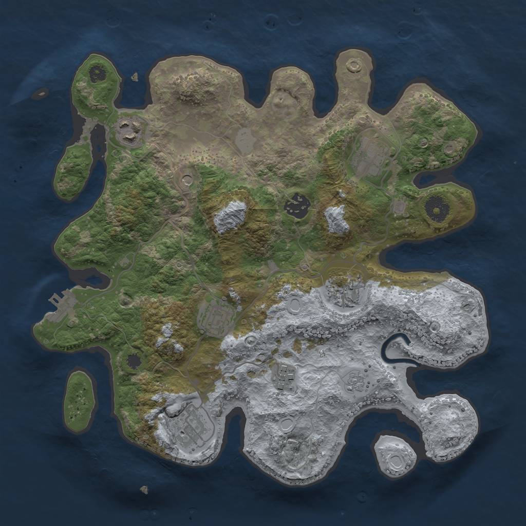 Rust Map: Procedural Map, Size: 3200, Seed: 1350035628, 15 Monuments