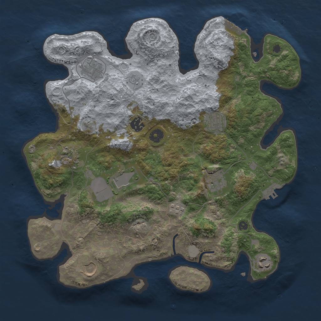 Rust Map: Procedural Map, Size: 3500, Seed: 7023532, 18 Monuments