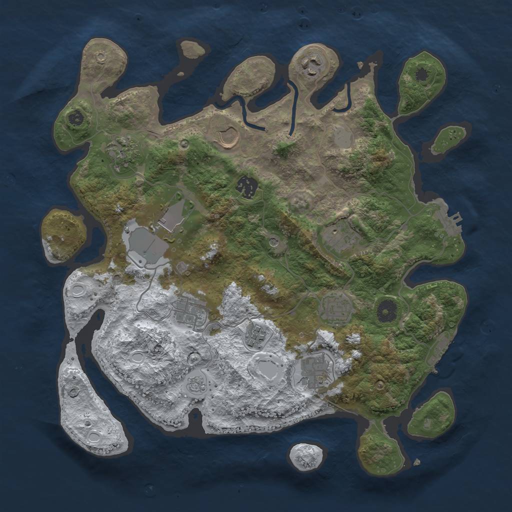 Rust Map: Procedural Map, Size: 3550, Seed: 13339061, 19 Monuments