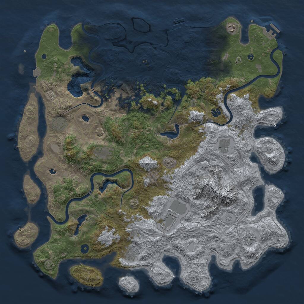 Rust Map: Procedural Map, Size: 5000, Seed: 1122332211, 16 Monuments