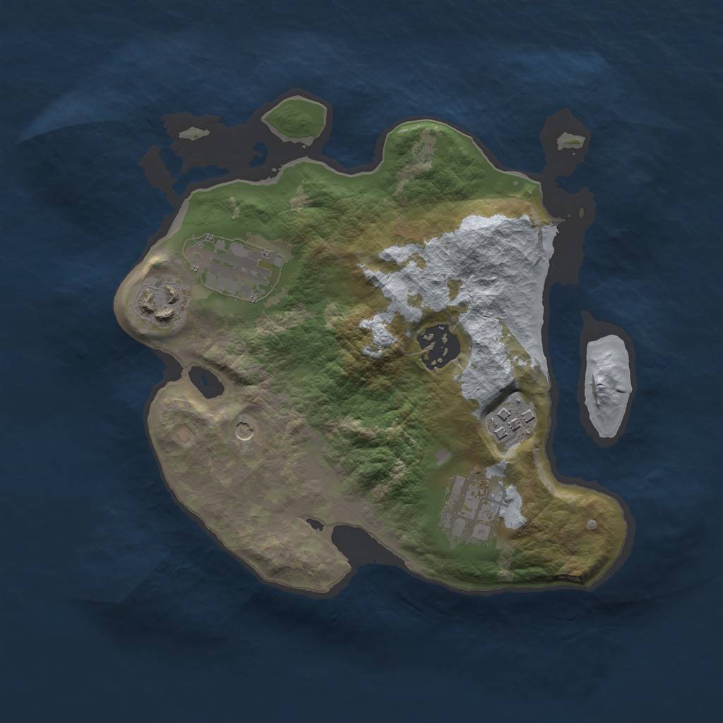 Rust Map: Barren, Size: 2500, Seed: 1217953418, 8 Monuments