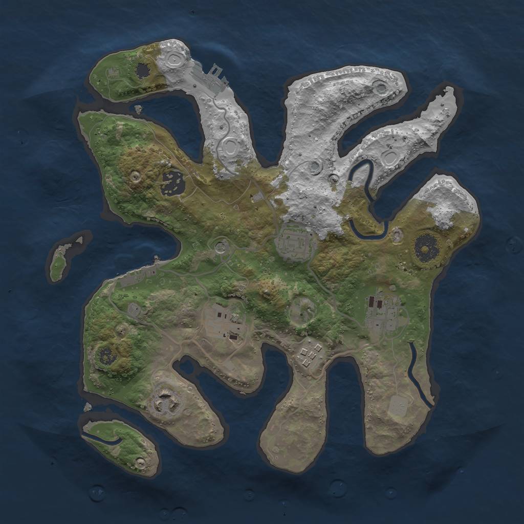 Rust Map: Procedural Map, Size: 3000, Seed: 883339, 14 Monuments