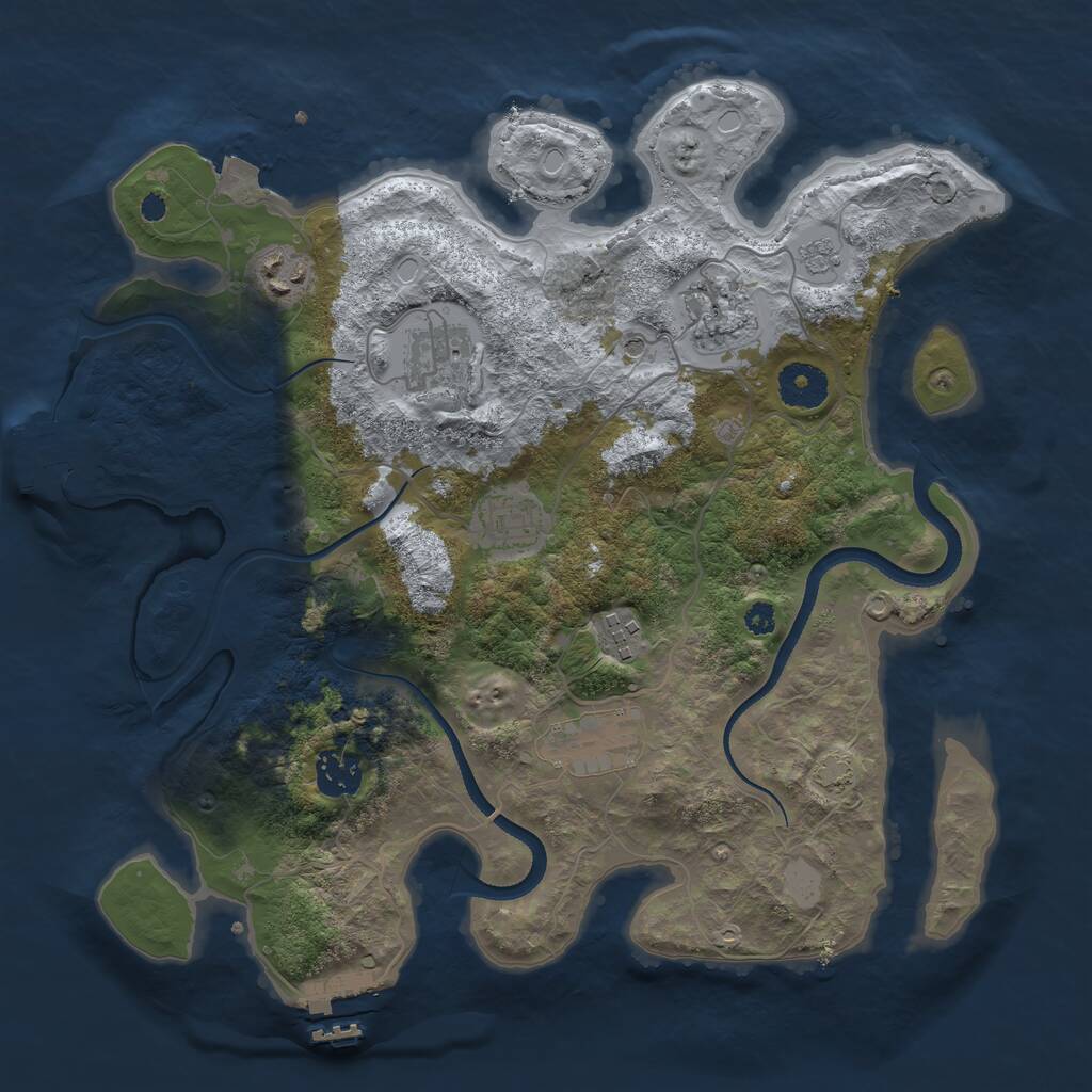 Rust Map: Procedural Map, Size: 3420, Seed: 1, 13 Monuments