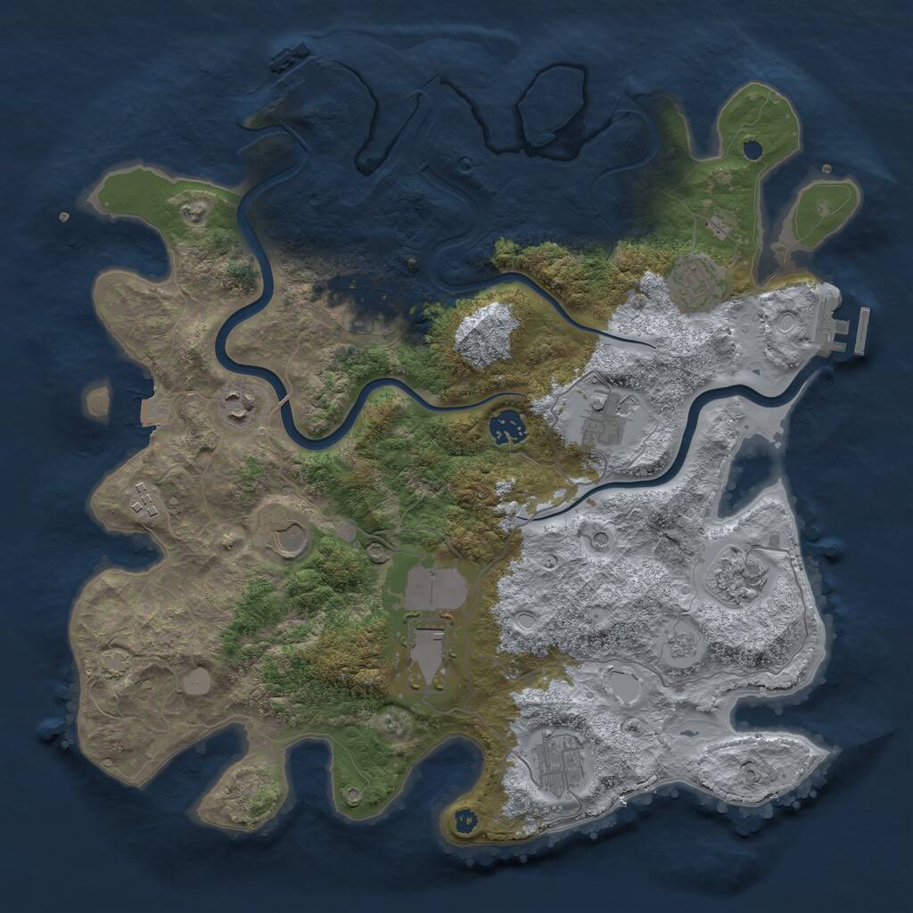 Rust Map: Procedural Map, Size: 3850, Seed: 228531951, 16 Monuments