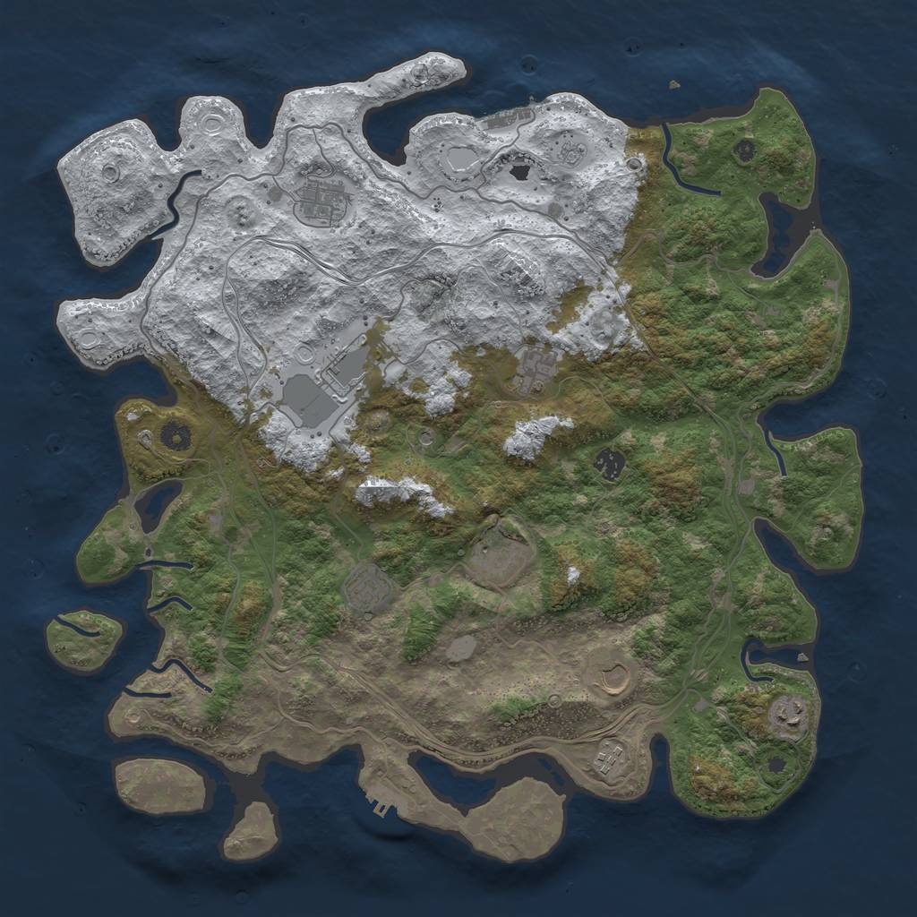 Rust Map: Procedural Map, Size: 4500, Seed: 4171613, 18 Monuments