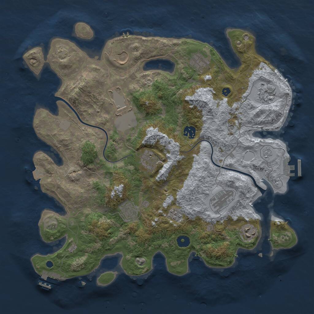 Rust Map: Procedural Map, Size: 3750, Seed: 184946, 16 Monuments