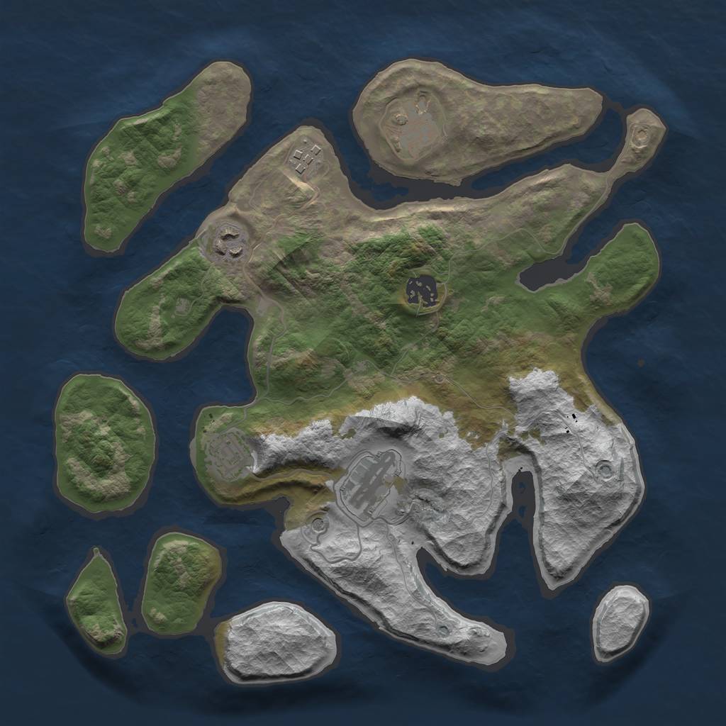 Rust Map: Barren, Size: 3300, Seed: 767198737, 9 Monuments