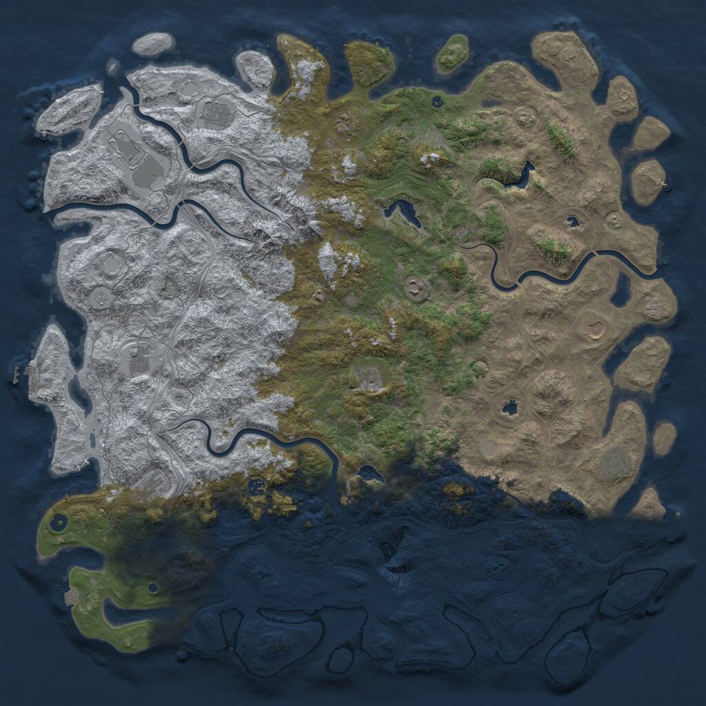 Rust Map: Procedural Map, Size: 6000, Seed: 8553387, 17 Monuments