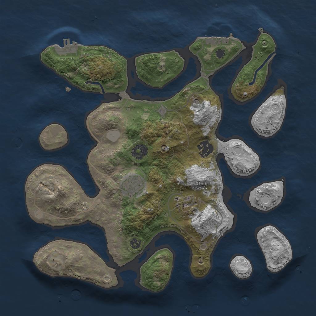 Rust Map: Procedural Map, Size: 3000, Seed: 486774, 11 Monuments