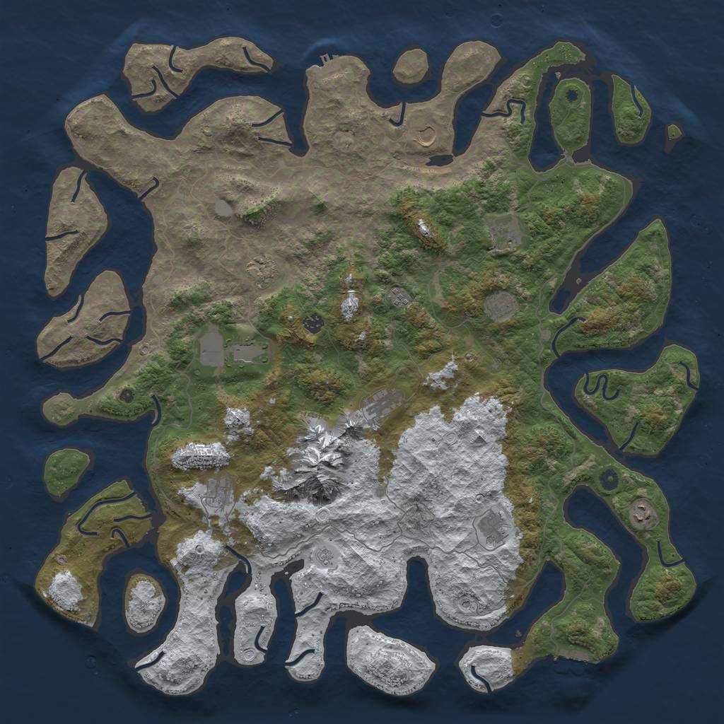 Rust Map: Procedural Map, Size: 5500, Seed: 6599, 20 Monuments