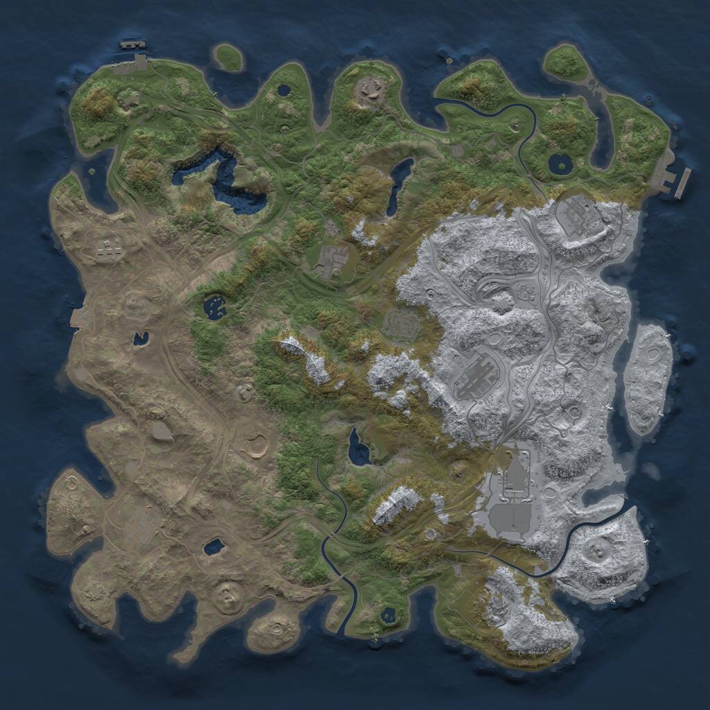 Rust Map: Procedural Map, Size: 4500, Seed: 4505629, 17 Monuments