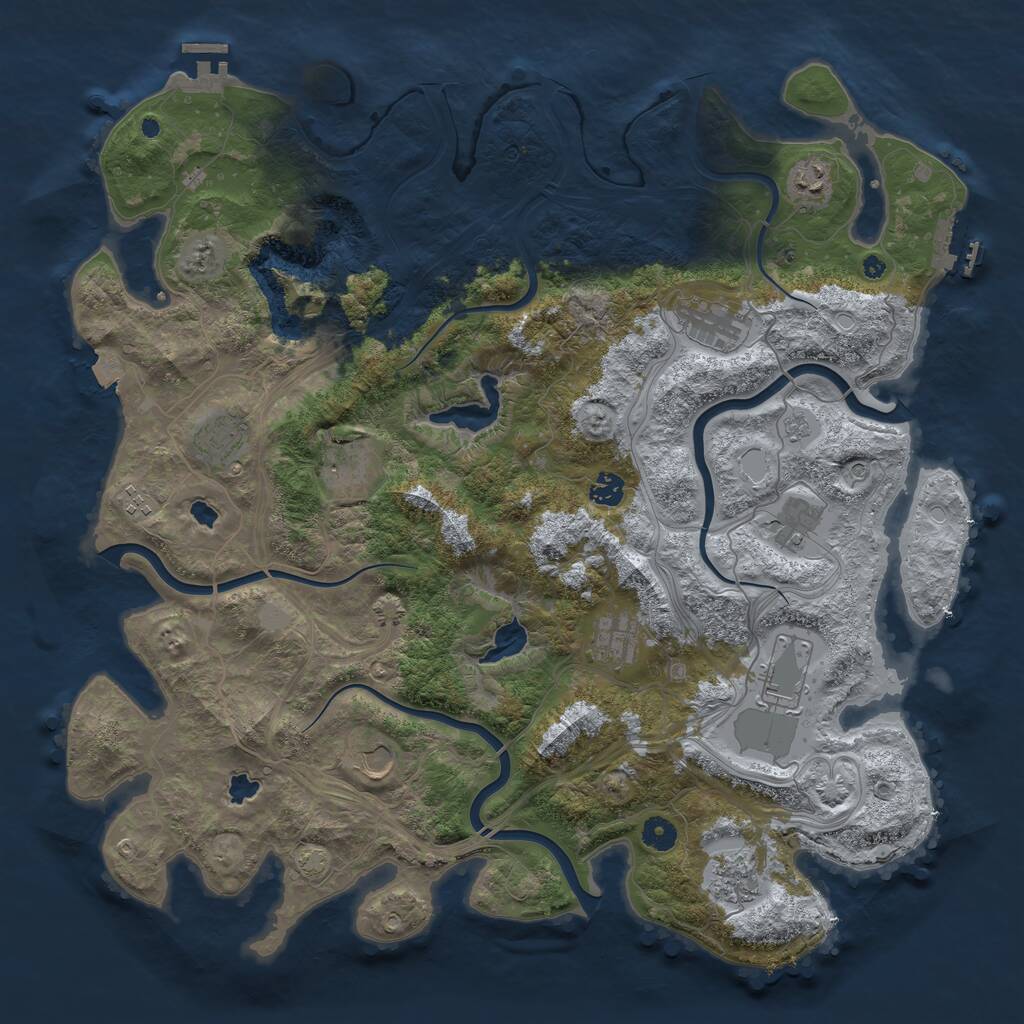 Rust Map: Procedural Map, Size: 4500, Seed: 4505629, 17 Monuments