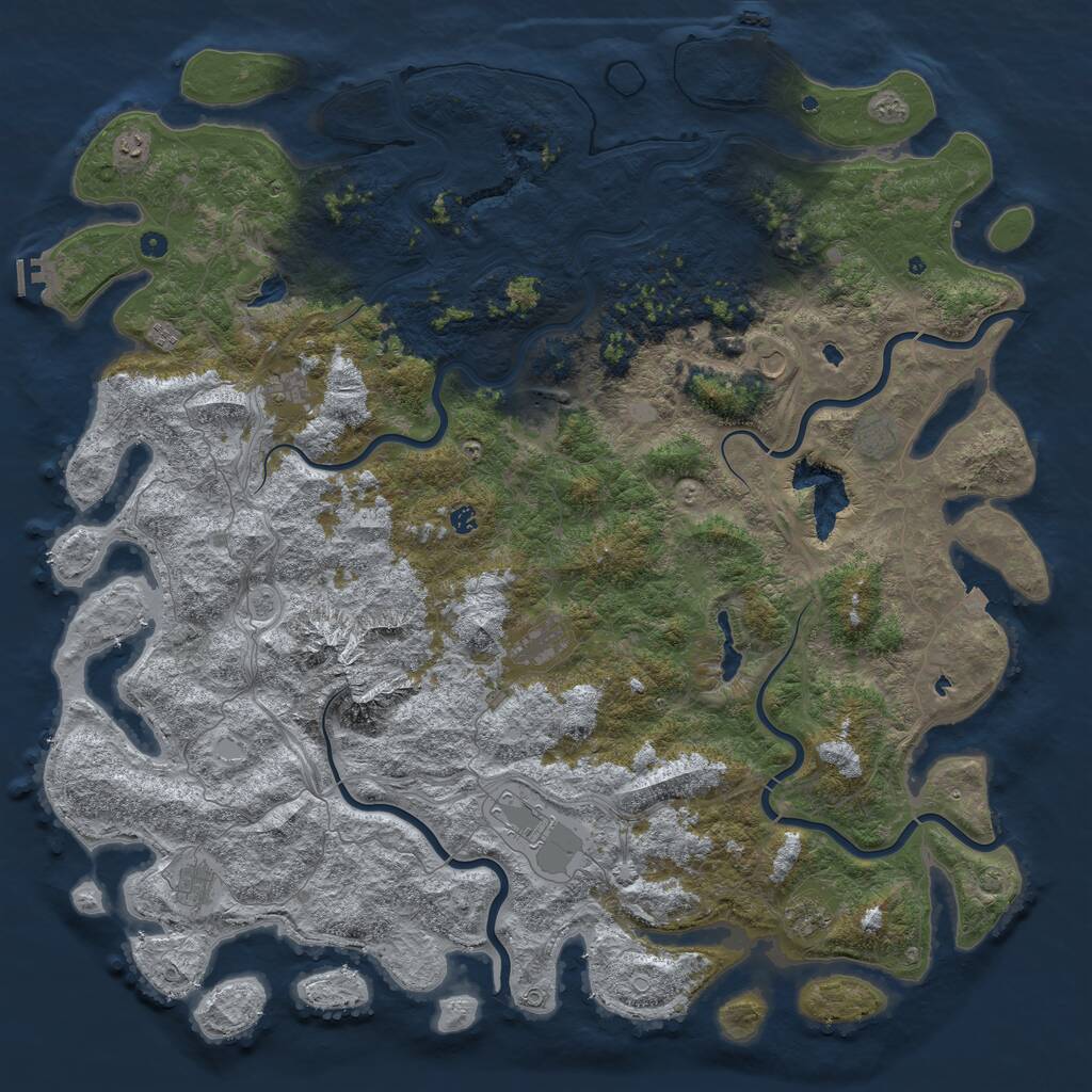 Rust Map: Procedural Map, Size: 6000, Seed: 2834729, 17 Monuments