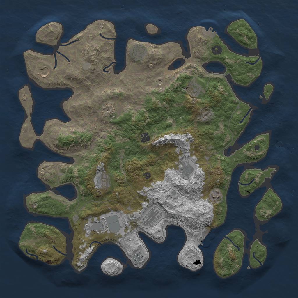 Rust Map: Procedural Map, Size: 4500, Seed: 3988109, 19 Monuments