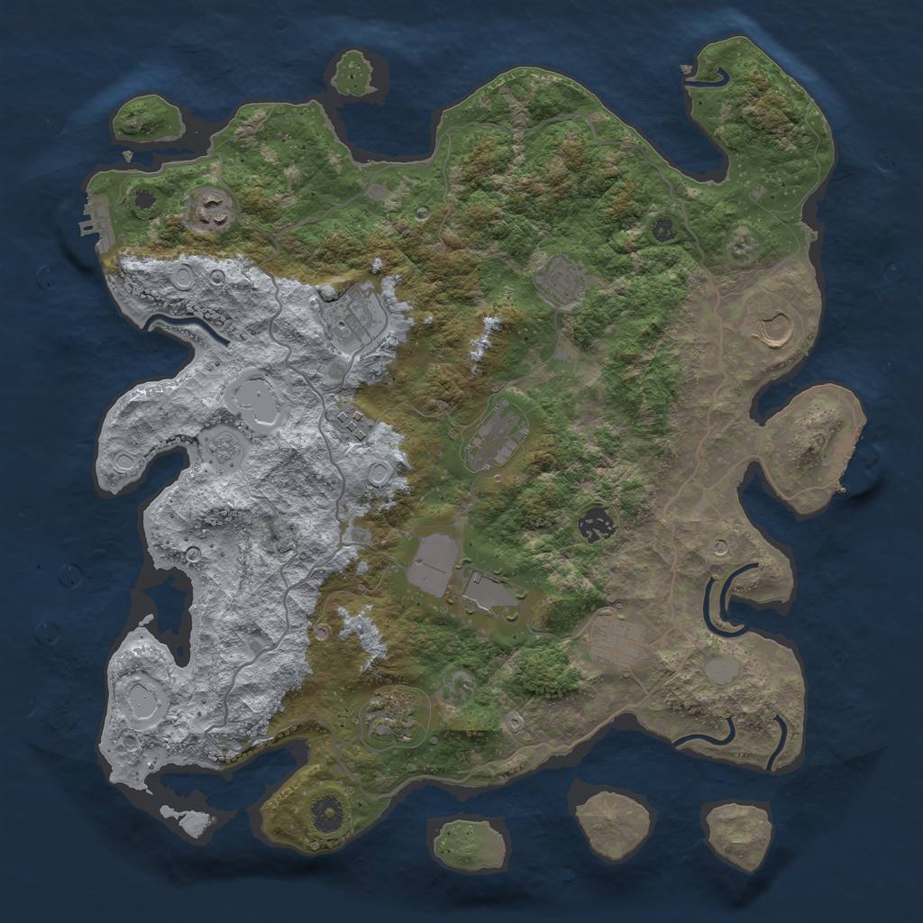 Rust Map: Procedural Map, Size: 4000, Seed: 12647891, 19 Monuments