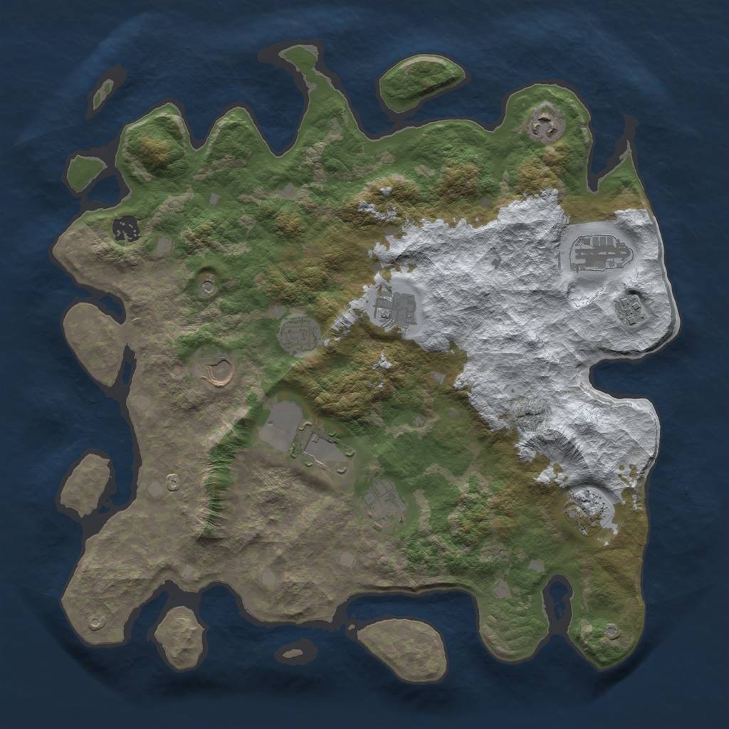 Rust Map: Barren, Size: 4000, Seed: 549689, 13 Monuments