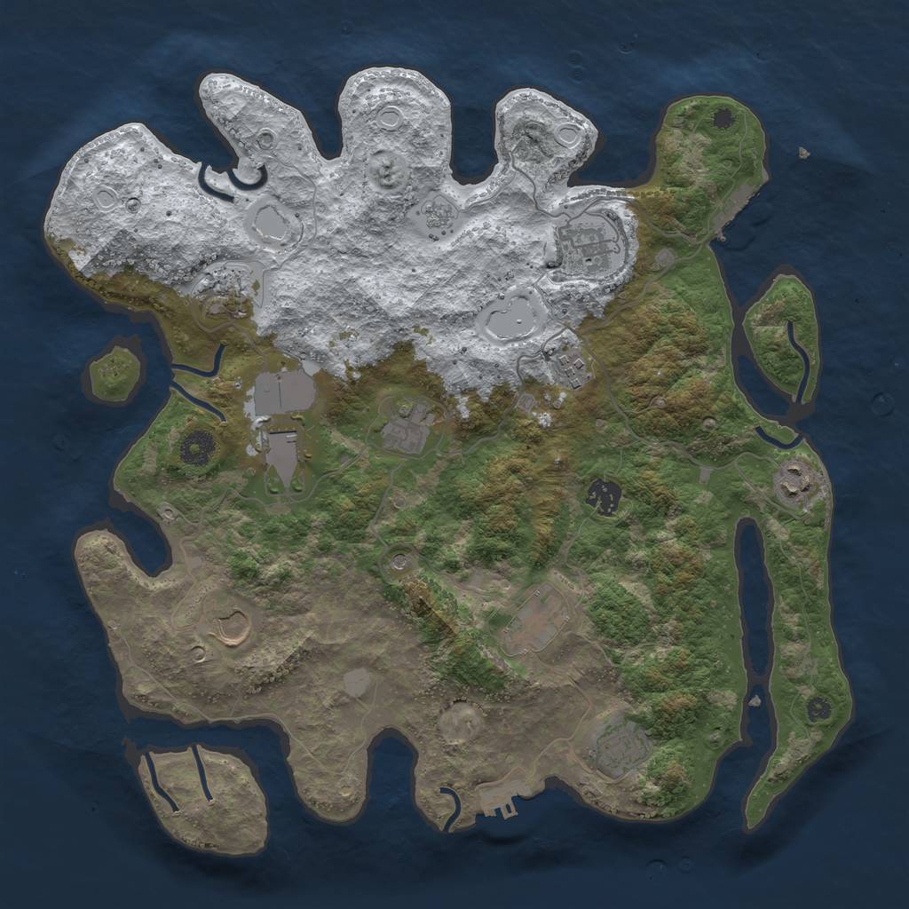 Rust Map: Procedural Map, Size: 3850, Seed: 1929986575, 19 Monuments