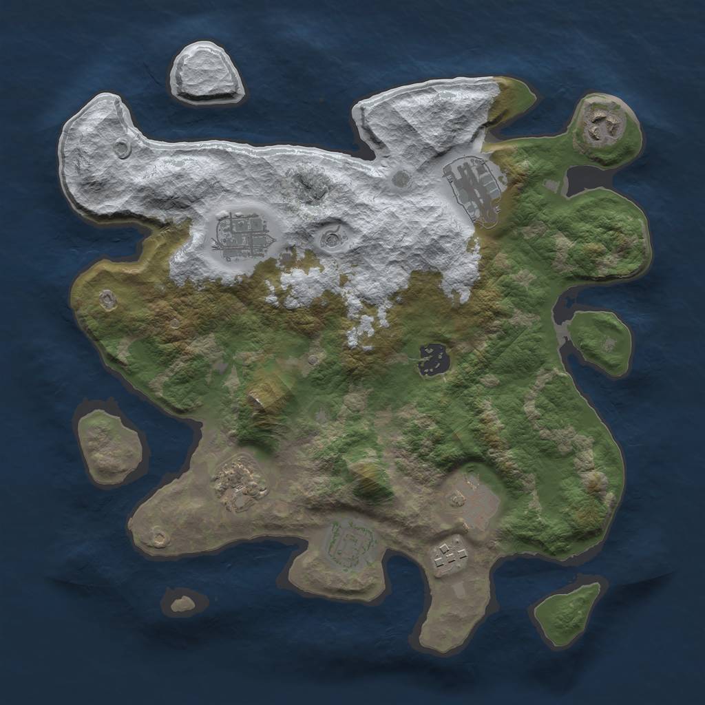 Rust Map: Barren, Size: 3200, Seed: 312, 11 Monuments