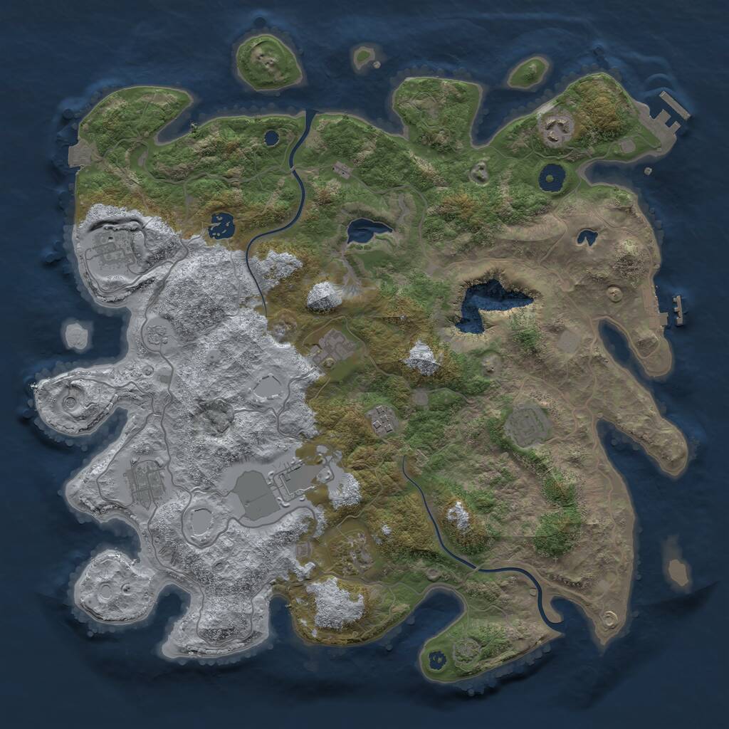 Rust Map: Procedural Map, Size: 4000, Seed: 84563, 15 Monuments