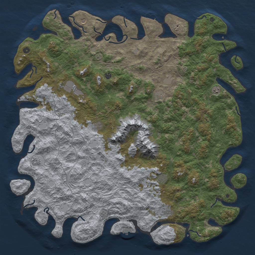Rust Map: Procedural Map, Size: 6000, Seed: 6900, 20 Monuments