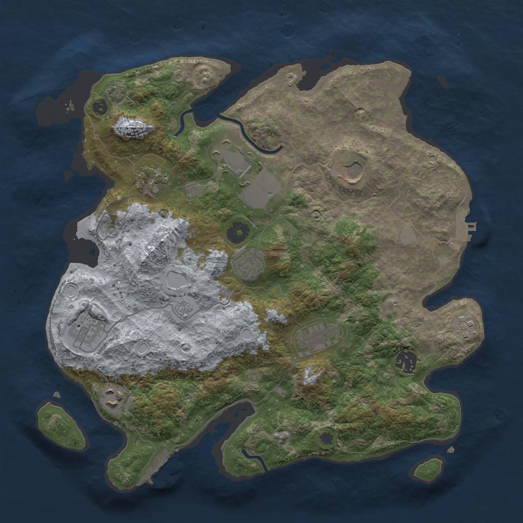 Rust Map: Procedural Map, Size: 3600, Seed: 2934363, 17 Monuments