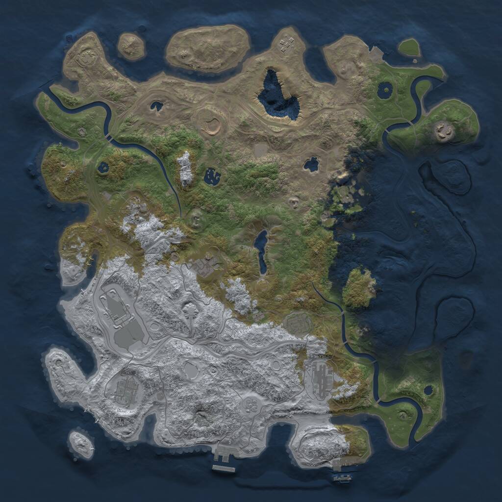 Rust Map: Procedural Map, Size: 4500, Seed: 77522, 17 Monuments