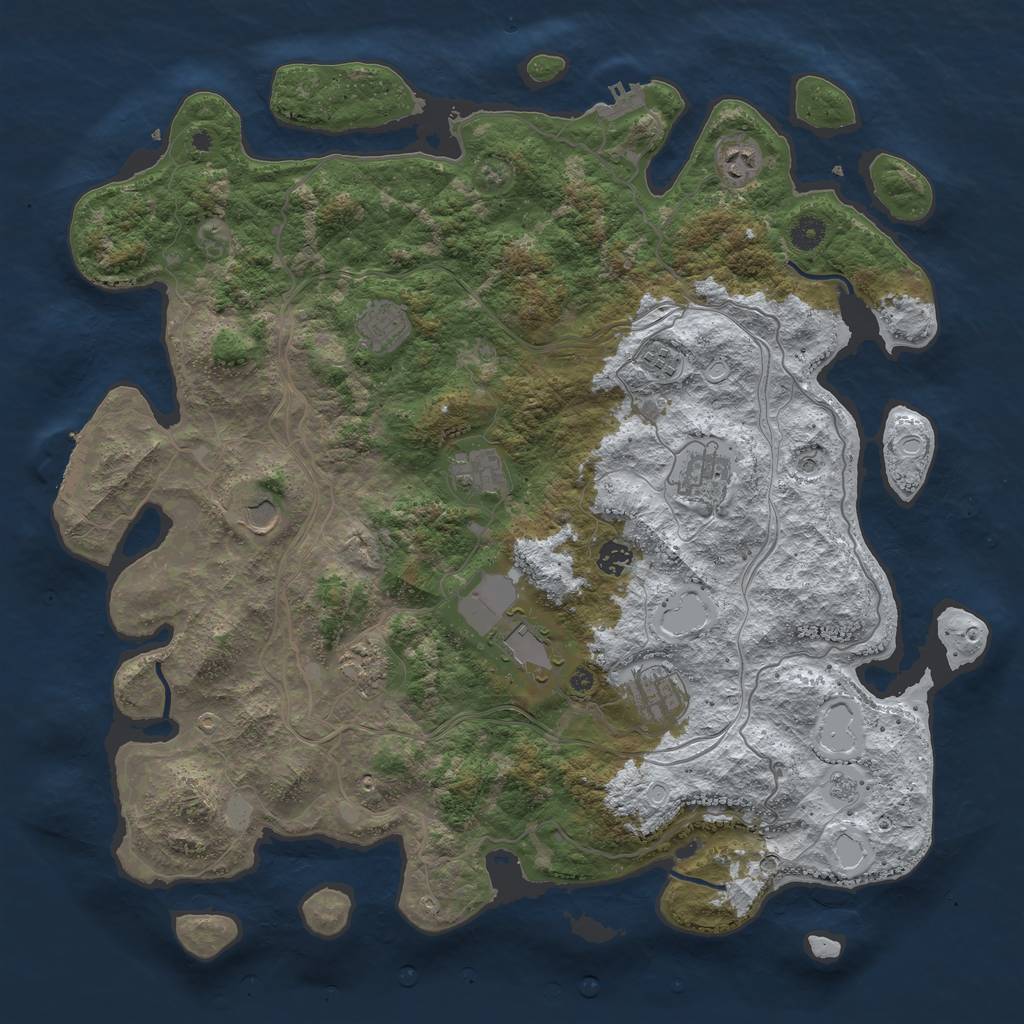 Rust Map: Procedural Map, Size: 4500, Seed: 844978705, 19 Monuments