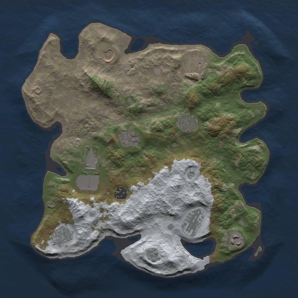 Rust Map: Barren, Size: 3500, Seed: 4918043, 13 Monuments