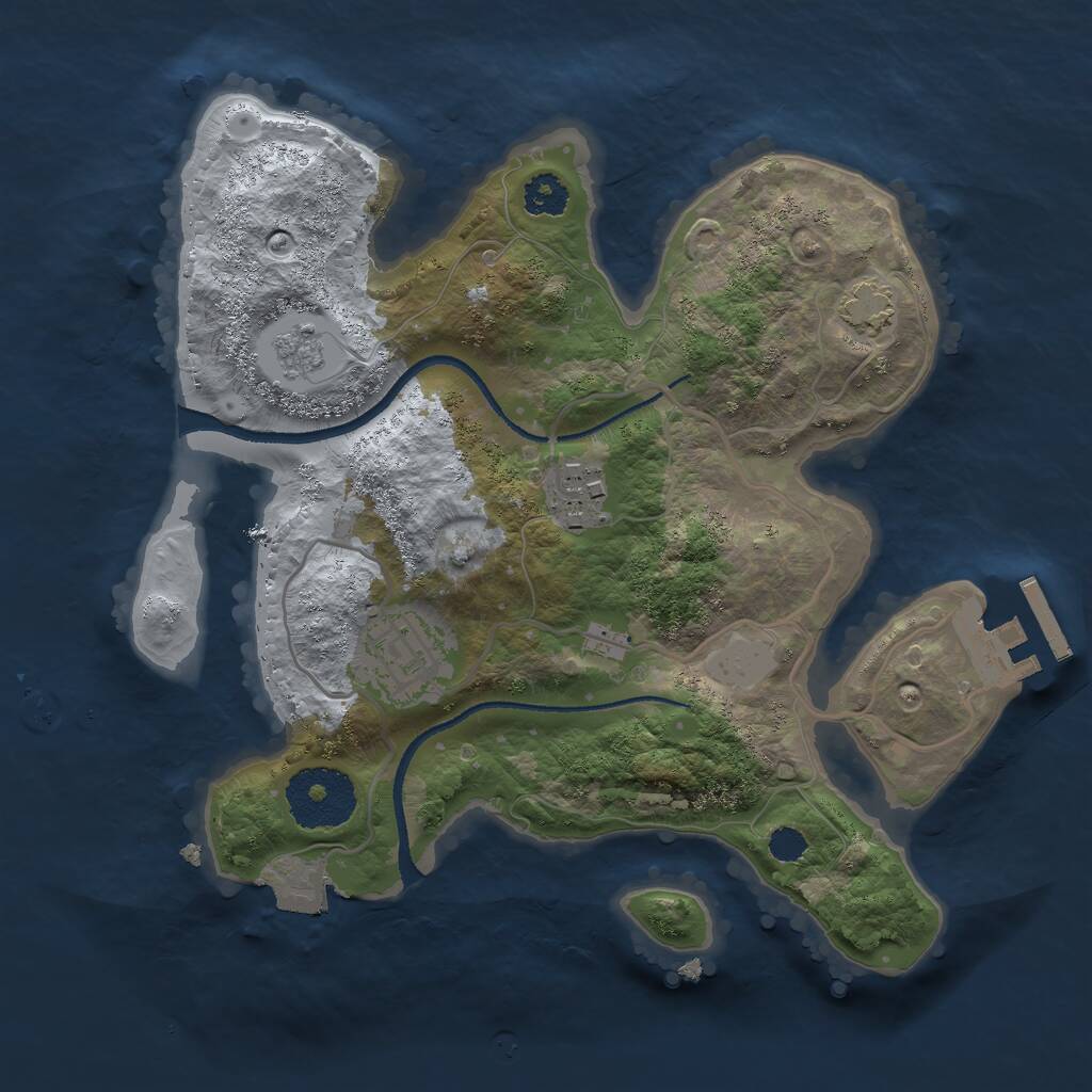 Rust Map: Procedural Map, Size: 2500, Seed: 1353940090, 6 Monuments