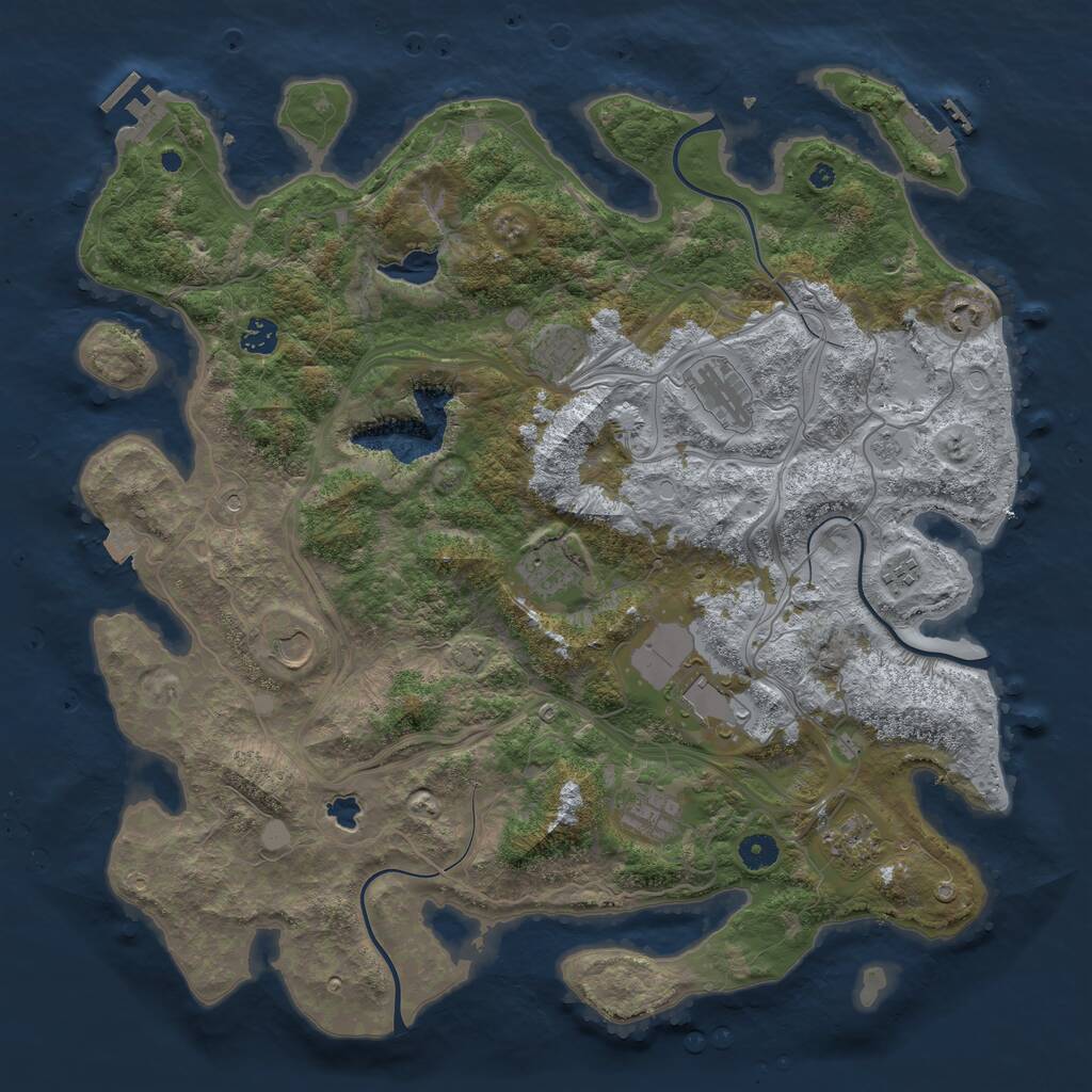 Rust Map: Procedural Map, Size: 4400, Seed: 34567542, 16 Monuments