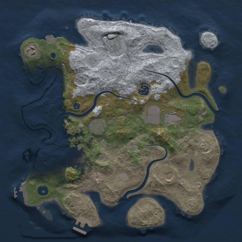 Rust Map: Procedural Map, Size: 3500, Seed: 92995750, 14 Monuments