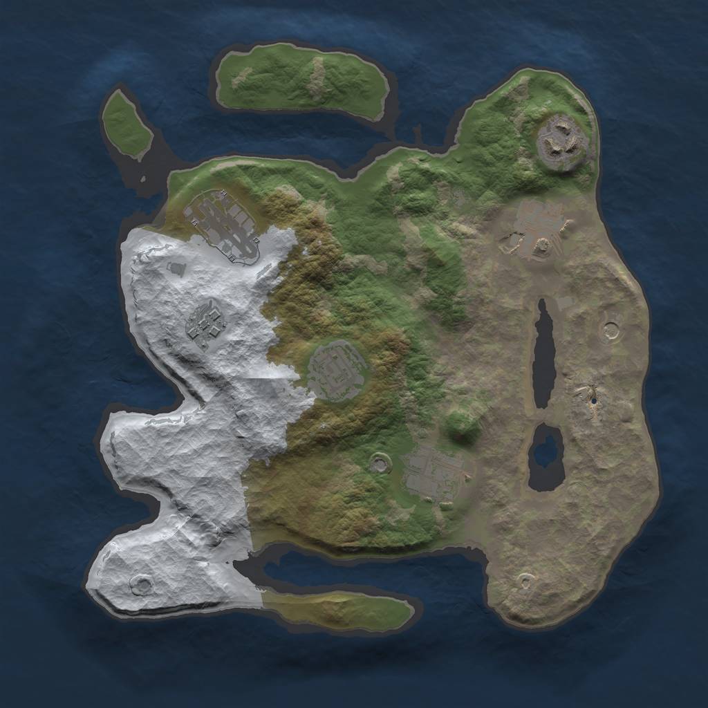 Rust Map: Barren, Size: 2800, Seed: 13467, 9 Monuments