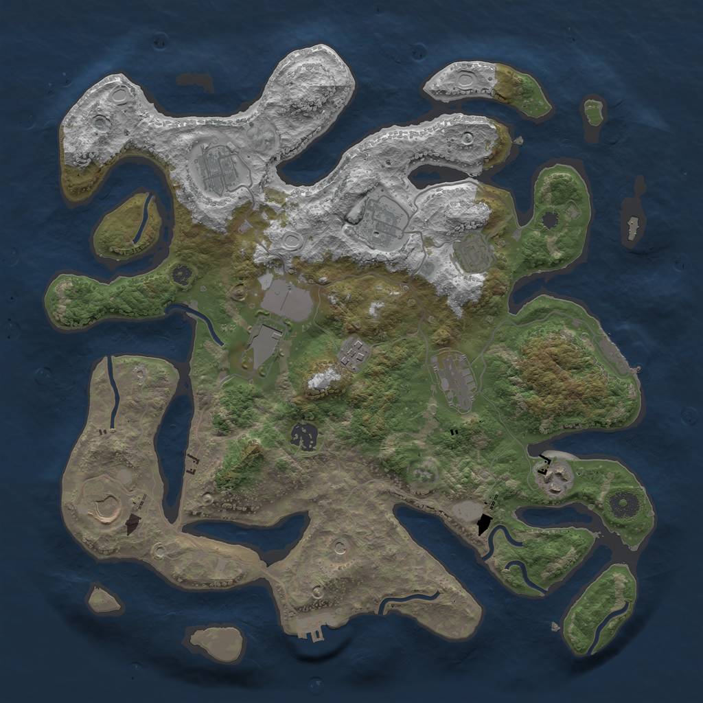 Rust Map: Procedural Map, Size: 3750, Seed: 753456327, 17 Monuments