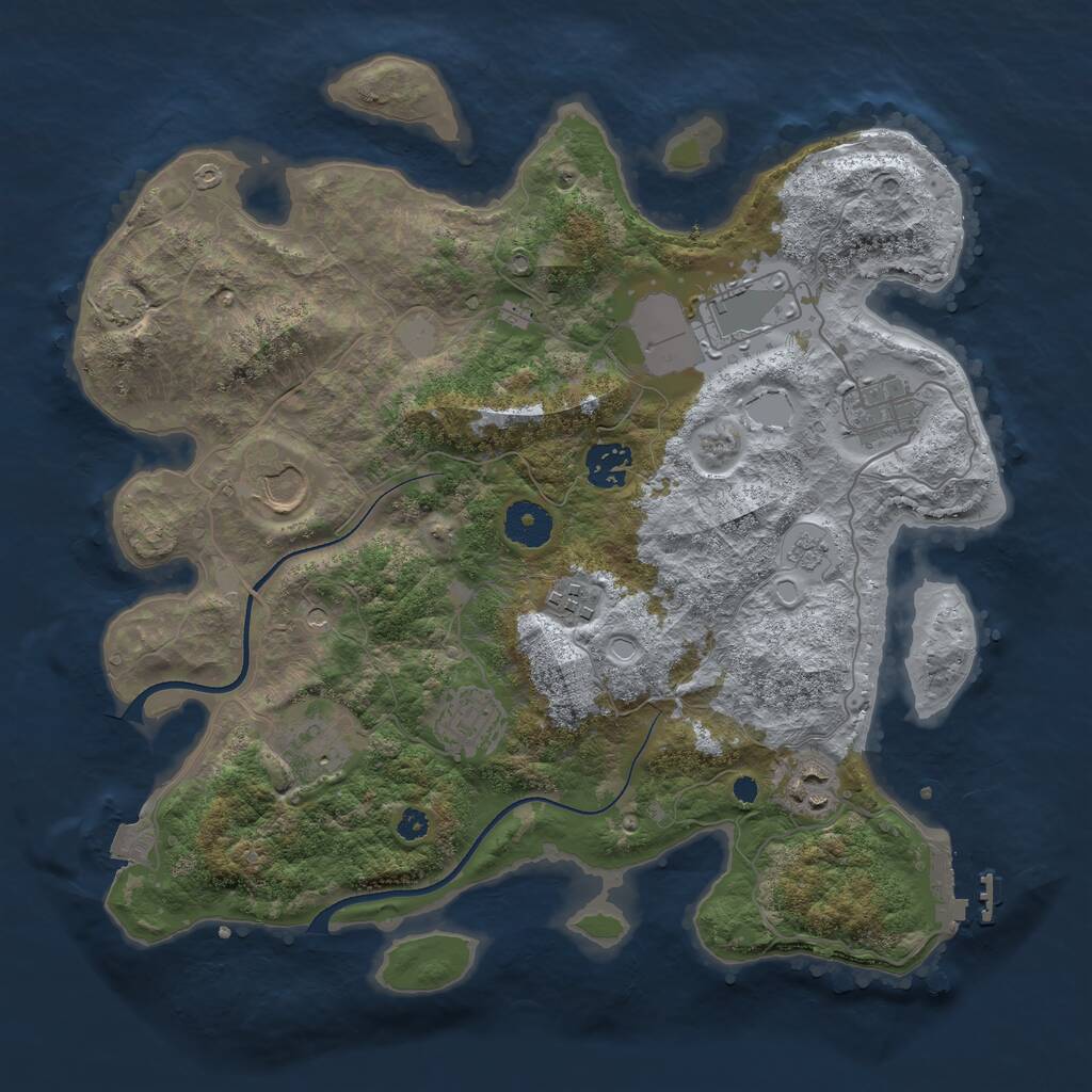 Rust Map: Procedural Map, Size: 3500, Seed: 6587, 13 Monuments