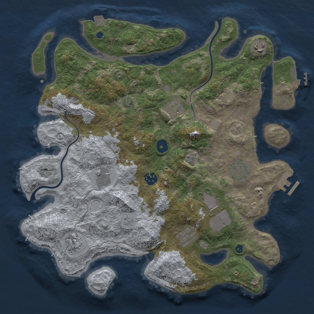 Rust Map: Procedural Map, Size: 3800, Seed: 2379370, 15 Monuments
