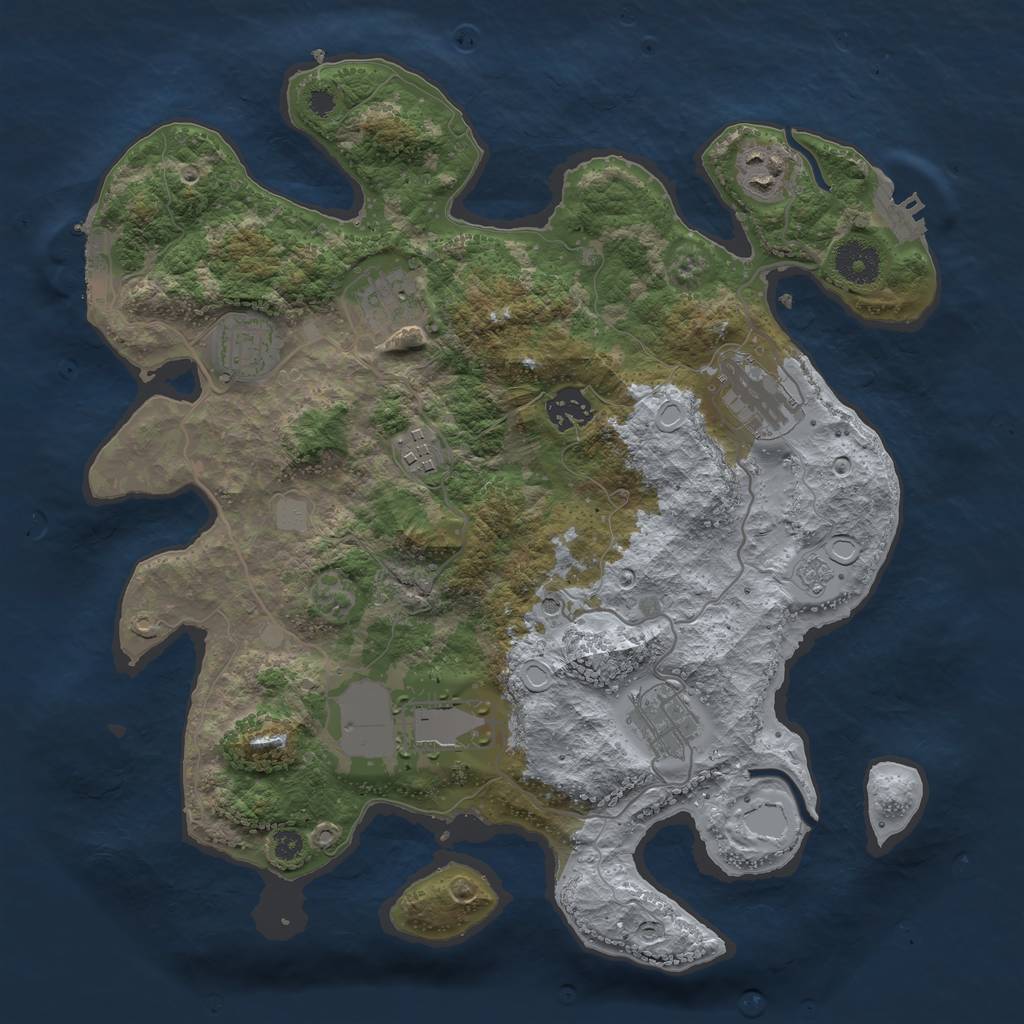 Rust Map: Procedural Map, Size: 3500, Seed: 434576, 15 Monuments