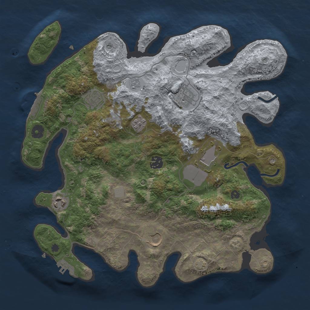 Rust Map: Procedural Map, Size: 3500, Seed: 7645229, 15 Monuments