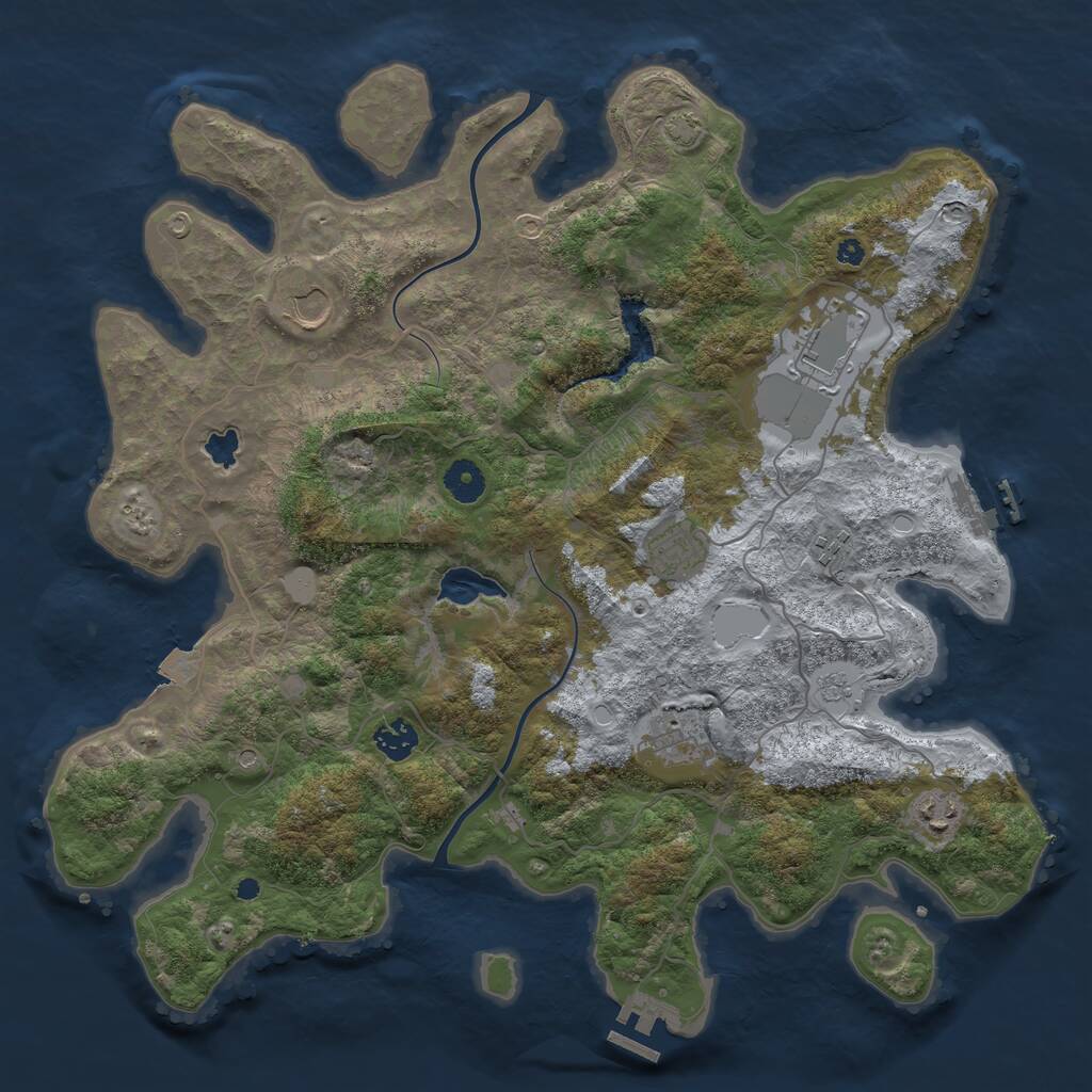 Rust Map: Procedural Map, Size: 4000, Seed: 968980484, 13 Monuments