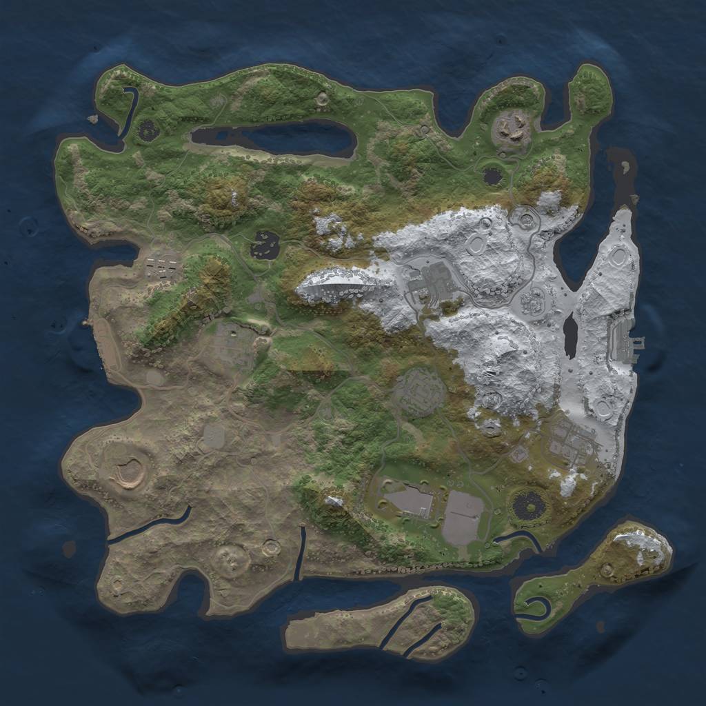 Rust Map: Procedural Map, Size: 3500, Seed: 230419041, 18 Monuments